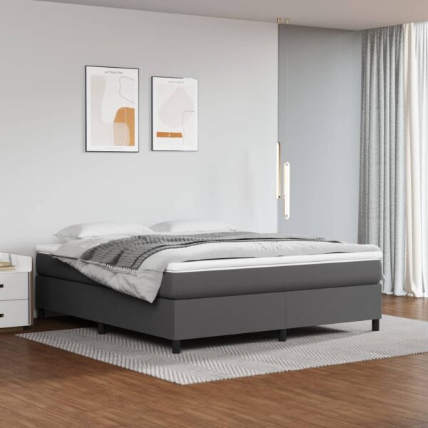 vidaXL Boxspringbett Grau 160x200 cm Kunstleder