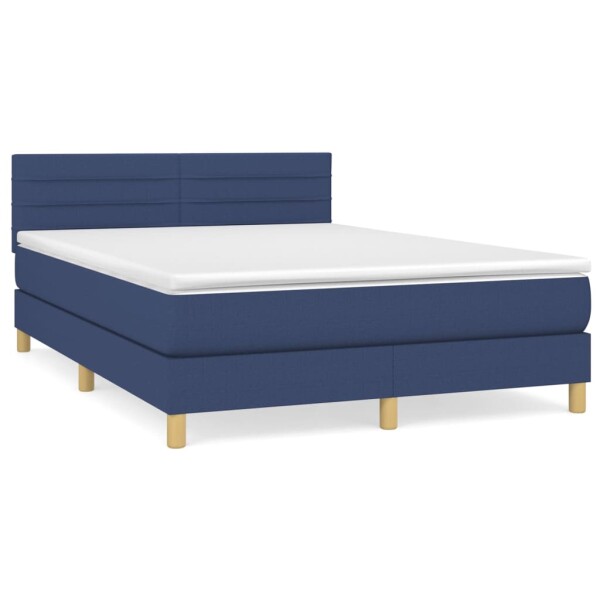 vidaXL Boxspringbett mit Matratze Blau 140x190 cm Stoff