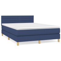 vidaXL Boxspringbett mit Matratze Blau 140x190 cm Stoff