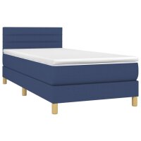 WOWONA Boxspringbett mit Matratze Blau 90x190 cm Stoff