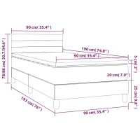 WOWONA Boxspringbett mit Matratze Blau 90x190 cm Stoff