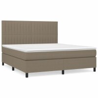 vidaXL Boxspringbett mit Matratze Taupe 160x200 cm Stoff