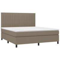 vidaXL Boxspringbett mit Matratze Taupe 160x200 cm Stoff