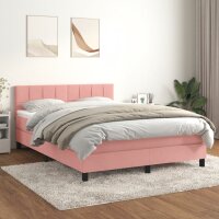 vidaXL Boxspringbett mit Matratze Rosa 140x190 cm Samt