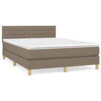 vidaXL Boxspringbett mit Matratze Taupe 140x190 cm Stoff