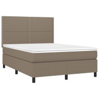 vidaXL Boxspringbett mit Matratze Taupe 140x190 cm Stoff