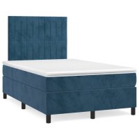 vidaXL Boxspringbett mit Matratze Dunkelblau 120x200 cm Samt