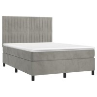 vidaXL Boxspringbett mit Matratze Hellgrau 140x190 cm Samt