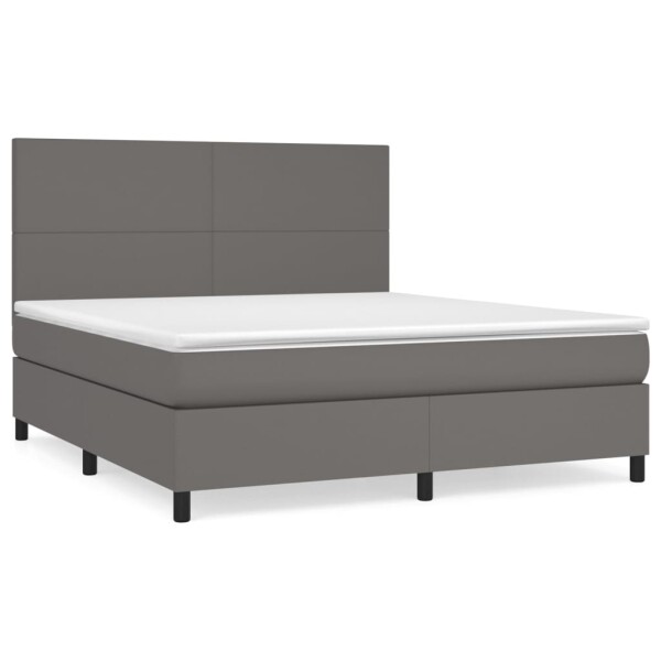 vidaXL Boxspringbett mit Matratze Grau 180x200 cm Kunstleder