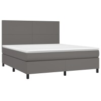 vidaXL Boxspringbett mit Matratze Grau 180x200 cm Kunstleder