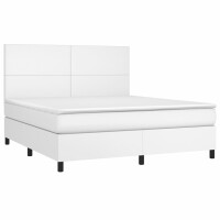 vidaXL Boxspringbett mit Matratze Wei&szlig; 160x200 cm Kunstleder