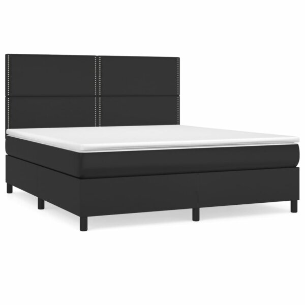 vidaXL Boxspringbett mit Matratze Schwarz 160x200 cm Kunstleder