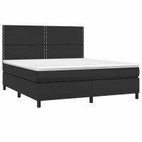 vidaXL Boxspringbett mit Matratze Schwarz 160x200 cm Kunstleder