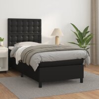 vidaXL Boxspringbett mit Matratze Schwarz 100x200 cm Kunstleder