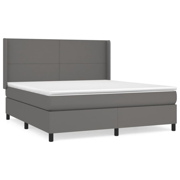 vidaXL Boxspringbett mit Matratze Grau 180x200 cm Kunstleder