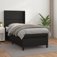 vidaXL Boxspringbett mit Matratze Schwarz 80x200 cm Kunstleder