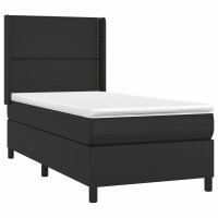 vidaXL Boxspringbett mit Matratze Schwarz 80x200 cm Kunstleder