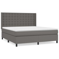 vidaXL Boxspringbett mit Matratze Grau 180x200 cm Kunstleder