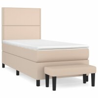 WOWONA Boxspringbett mit Matratze Cappuccino-Braun 90x200cm Kunstleder