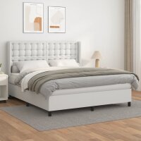 vidaXL Boxspringbett mit Matratze Wei&szlig; 180x200 cm Kunstleder