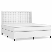 vidaXL Boxspringbett mit Matratze Wei&szlig; 180x200 cm Kunstleder