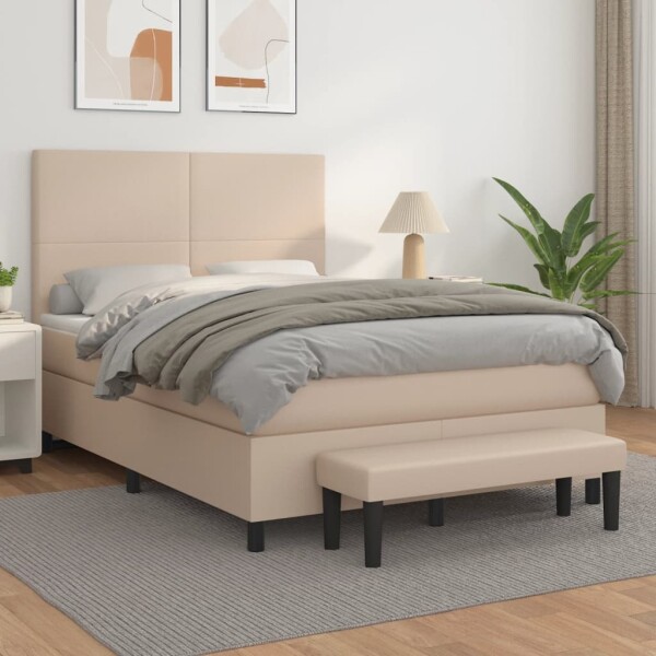 vidaXL Boxspringbett Matratze Cappuccino-Braun 140x190cm Kunstleder