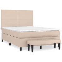 vidaXL Boxspringbett Matratze Cappuccino-Braun 140x190cm Kunstleder