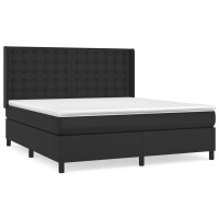 vidaXL Boxspringbett mit Matratze Schwarz 160x200 cm Kunstleder