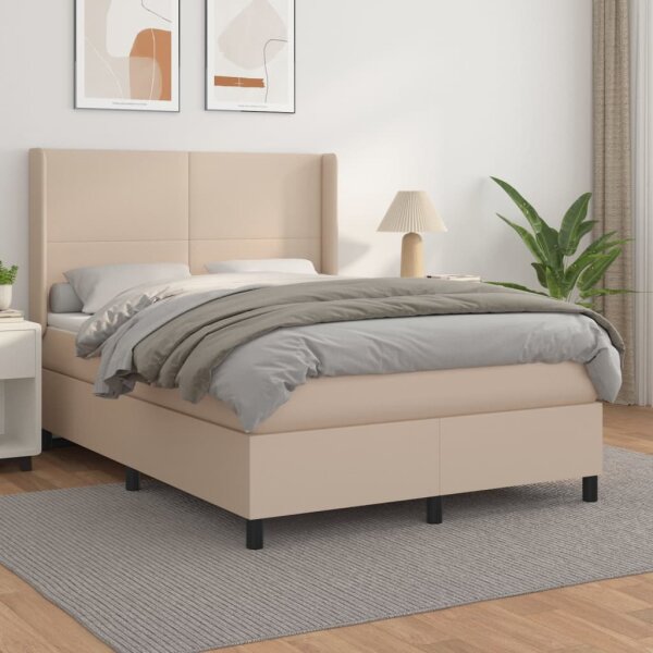 vidaXL Boxspringbett Matratze Cappuccino-Braun 140x190cm Kunstleder