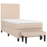 vidaXL Boxspringbett mit Matratze Cappuccino-Braun 90x200cm Kunstleder