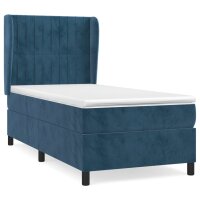 vidaXL Boxspringbett mit Matratze Dunkelblau 100x200 cm Samt