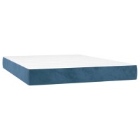 WOWONA Boxspringbett mit Matratze Dunkelblau 140x200 cm Samt