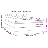 WOWONA Boxspringbett mit Matratze Dunkelblau 140x200 cm Samt