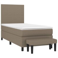 vidaXL Boxspringbett mit Matratze Taupe 90x190 cm Stoff