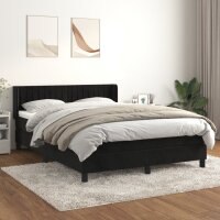 vidaXL Boxspringbett mit Matratze Schwarz 140x190 cm Samt