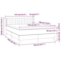 vidaXL Boxspringbett mit Matratze Hellgrau 140x190 cm Samt