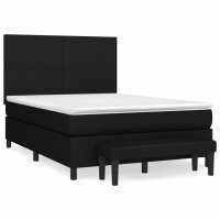 vidaXL Boxspringbett mit Matratze Schwarz 140x190 cm Stoff