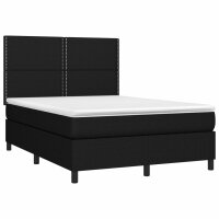 vidaXL Boxspringbett mit Matratze Schwarz 140x200 cm Stoff