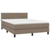 vidaXL Boxspringbett mit Matratze Taupe 140x190 cm Stoff