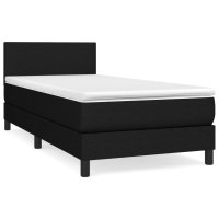 WOWONA Boxspringbett mit Matratze Schwarz 90x200 cm Stoff