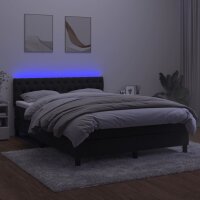 vidaXL Boxspringbett mit Matratze &amp; LED Schwarz 140x190 cm Samt