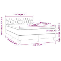 vidaXL Boxspringbett mit Matratze &amp; LED Schwarz 140x190 cm Samt