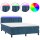 WOWONA Boxspringbett mit Matratze &amp; LED Dunkelblau 140x190 cm Samt