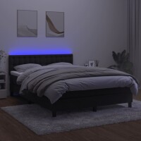 WOWONA Boxspringbett mit Matratze &amp; LED Schwarz 140x200 cm Samt