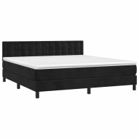 vidaXL Boxspringbett mit Matratze &amp; LED Schwarz 160x200 cm Samt