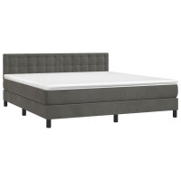 vidaXL Boxspringbett mit Matratze &amp; LED Dunkelgrau 180x200 cm Samt