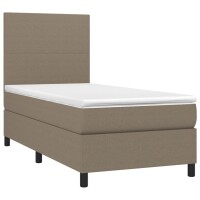 vidaXL Boxspringbett mit Matratze &amp; LED Taupe 90x200 cm Stoff