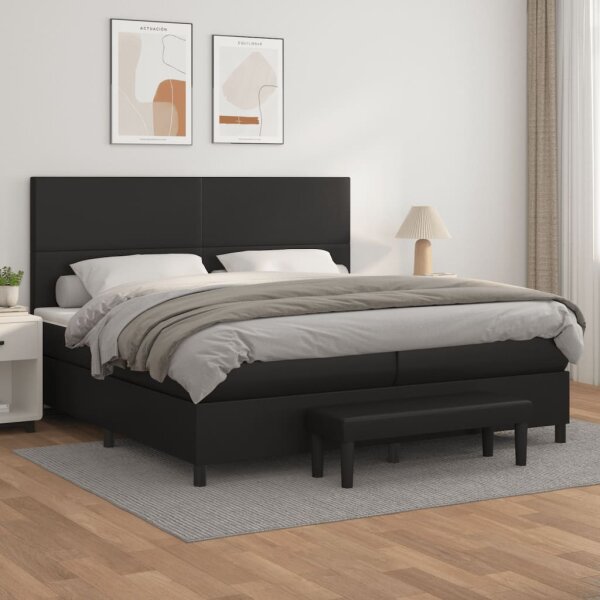 vidaXL Boxspringbett mit Matratze Schwarz 200x200 cm Kunstleder