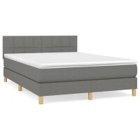 vidaXL Boxspringbett mit Matratze Dunkelgrau 140x190 cm...