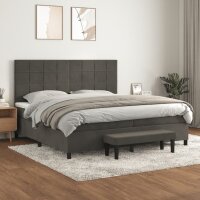 vidaXL Boxspringbett mit Matratze Dunkelgrau 200x200 cm Samt